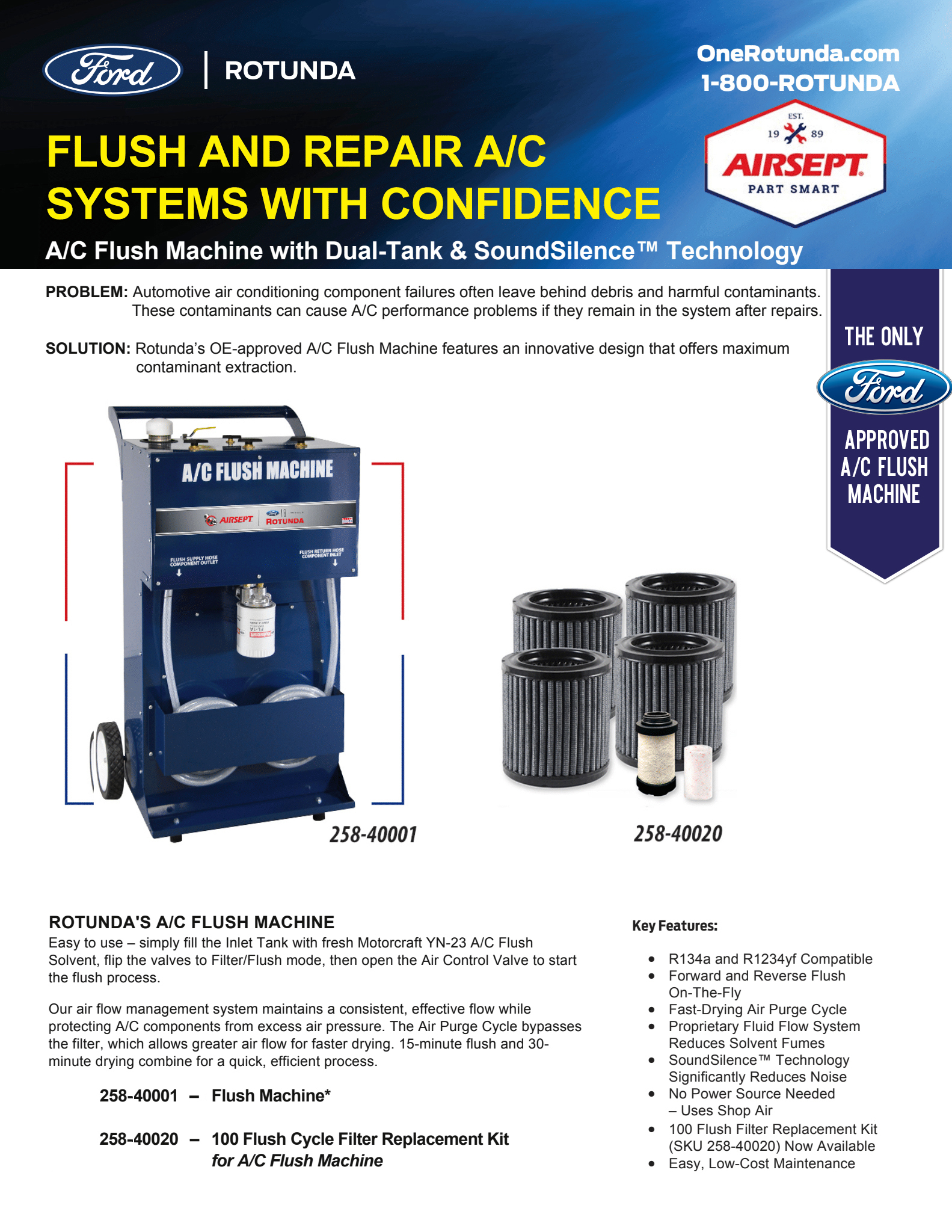 25840001 A/C Flush Machine with Dual Tank and SoundSilence™ Technology